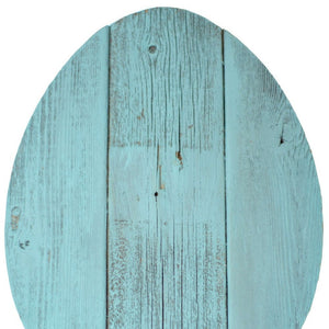 12" X 9" Turquoise Reclaimed Wood Egg Shaped Wall Decor
