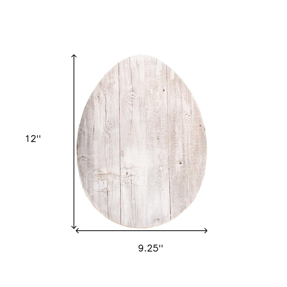 12" X 9" White Easter Solid Wood Hanging Dimensional Sculpture