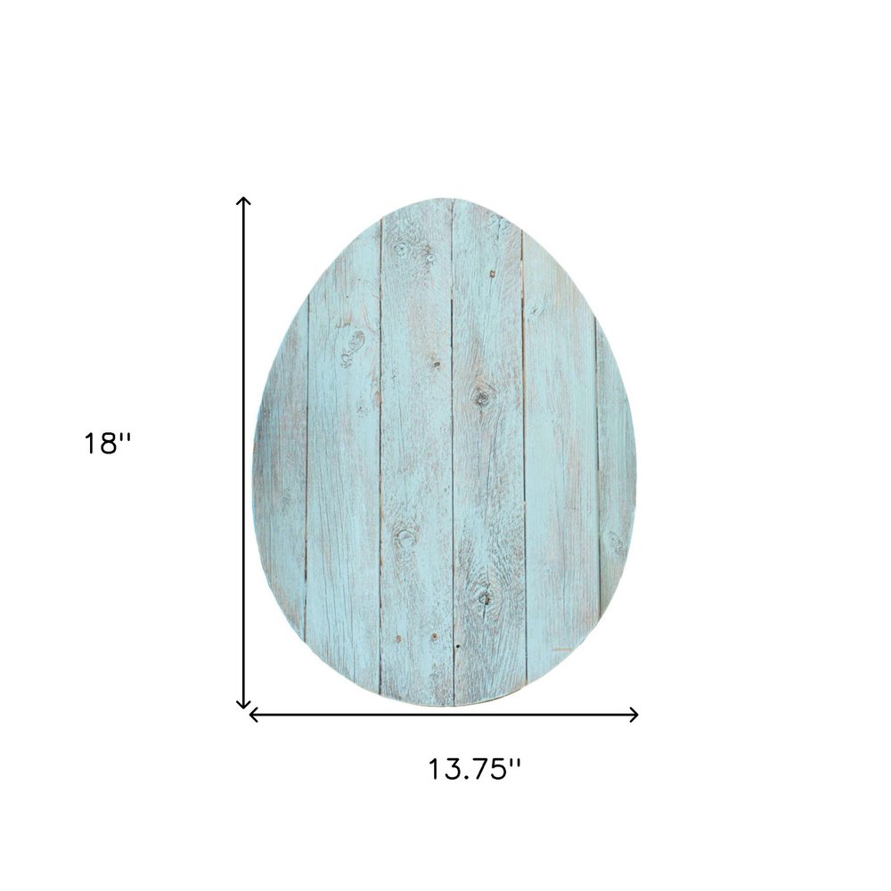18" X 14" Turquoise Reclaimed Wood Egg Shaped Wall Decor