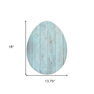 18" X 14" Turquoise Reclaimed Wood Egg Shaped Wall Decor
