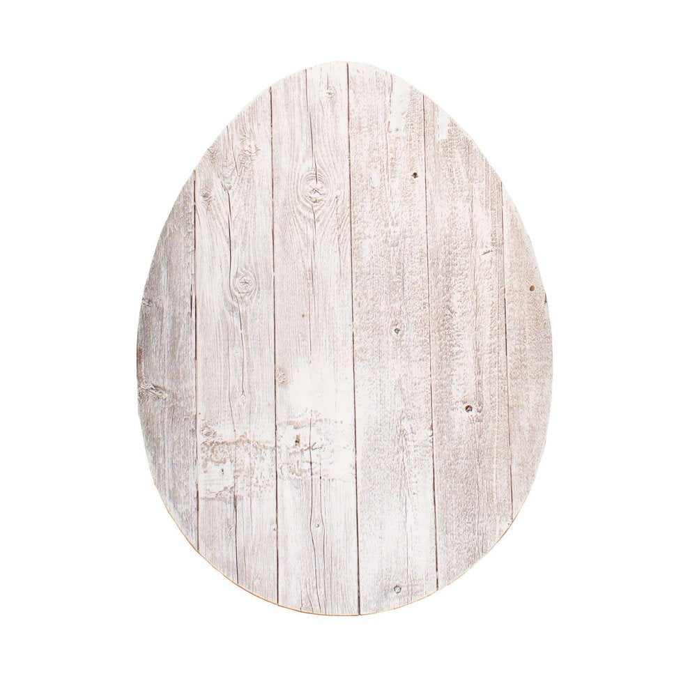 18" X 14" White Reclaimed Wood Egg Shaped Wall Decor