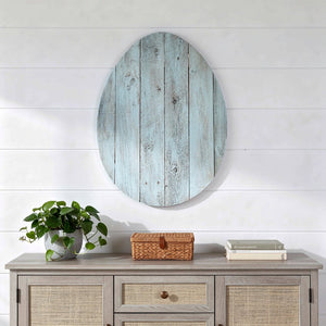 24" X 18" Turquoise Reclaimed Wood Egg Shaped Wall Decor