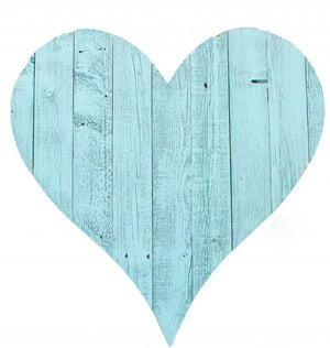 12" Turquoise Reclaimed Wood Heart Wall Decor