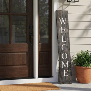 5' Rustic Black And White Front Porch Welcome Sign