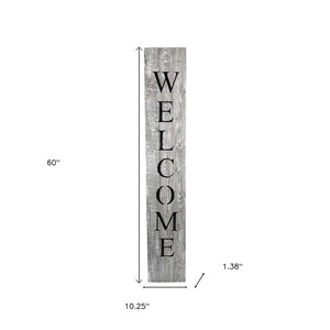 60" Whitewash And Black Solid Wood Welcome Porch Sign
