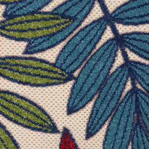 8' X 11' Ivory And Blue Floral Indoor Outdoor Area Rug