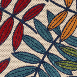 8' X 11' Ivory And Blue Floral Indoor Outdoor Area Rug