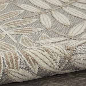 5' X 8' Beige Gray And Ivory Botanical Leaves Indoor Outdoor Area Rug