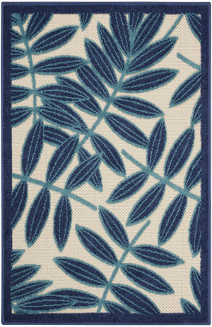 3' X 4' Blue And Ivory Floral Indoor Outdoor Area Rug