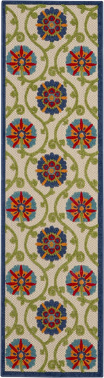 8' X 11' Ivory And Blue Indoor Outdoor Area Rug