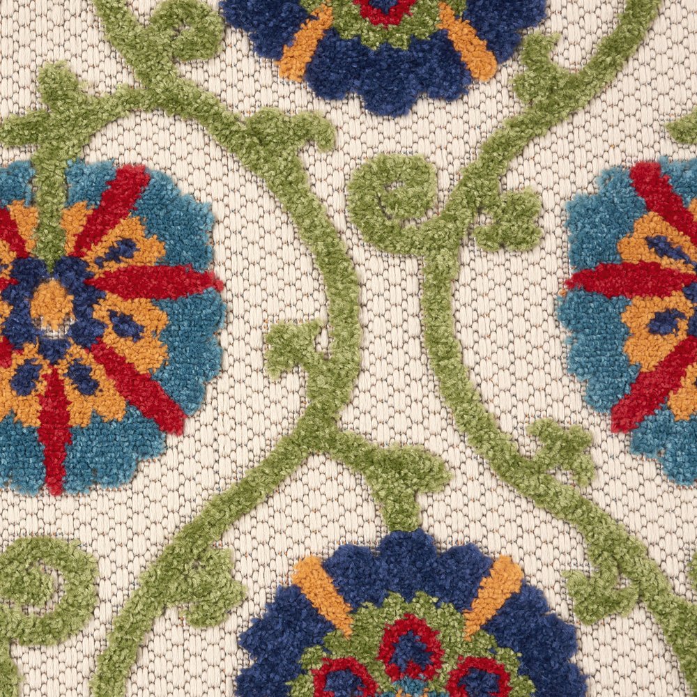 4' X 6' Ivory And Blue Indoor Outdoor Area Rug