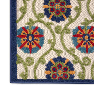 4' X 6' Ivory And Blue Indoor Outdoor Area Rug