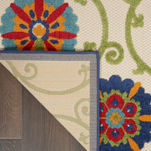 4' X 6' Ivory And Blue Indoor Outdoor Area Rug