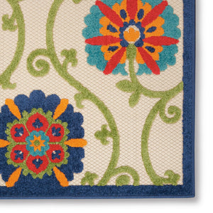 4' X 6' Ivory And Blue Indoor Outdoor Area Rug