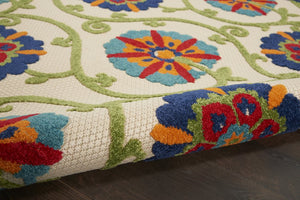 4' X 6' Ivory And Blue Indoor Outdoor Area Rug