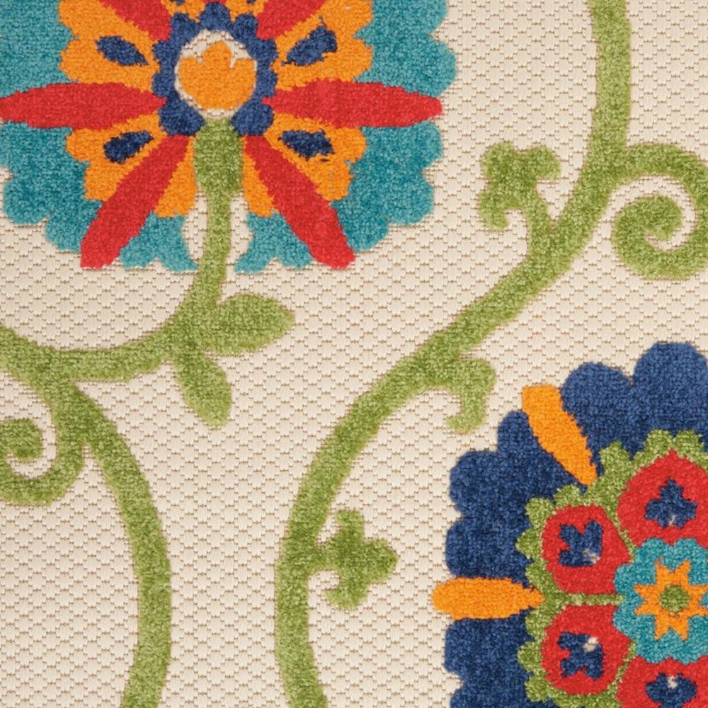 4' X 6' Ivory And Blue Indoor Outdoor Area Rug