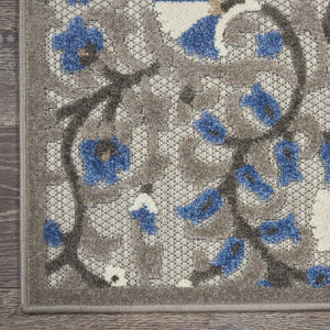 3' X 4' Blue And Gray Indoor Outdoor Area Rug