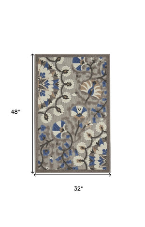 3' X 4' Blue And Gray Indoor Outdoor Area Rug