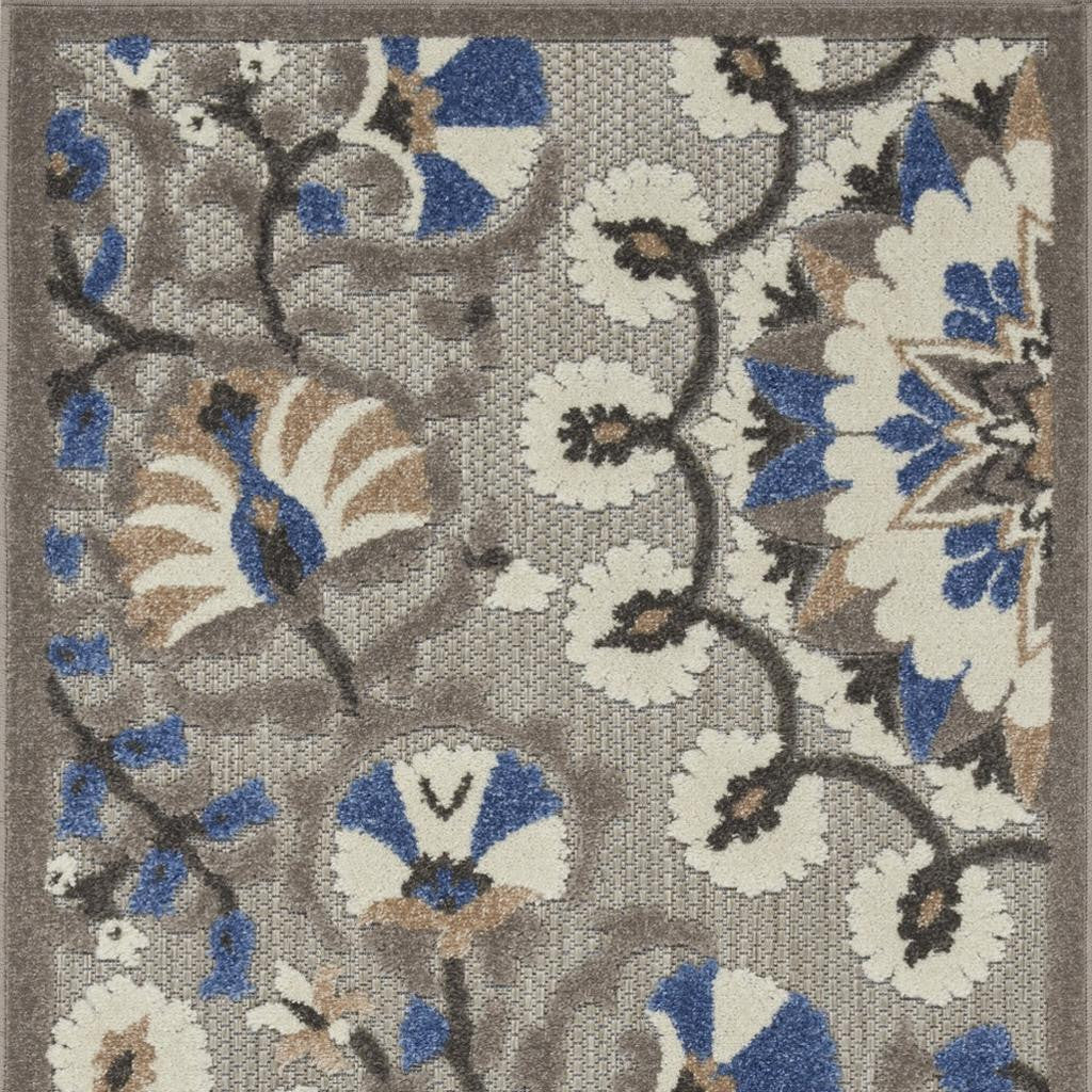 3' X 4' Blue And Gray Indoor Outdoor Area Rug