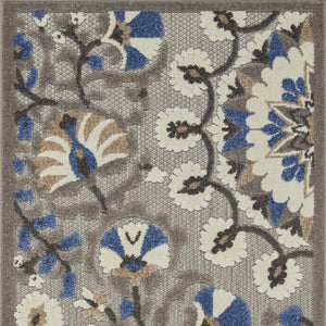 3' X 4' Blue And Gray Indoor Outdoor Area Rug