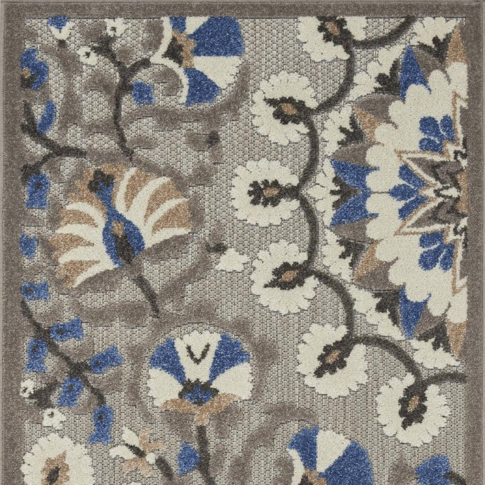3' X 4' Blue And Gray Indoor Outdoor Area Rug