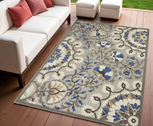 5' X 7' Blue And Gray Indoor Outdoor Area Rug