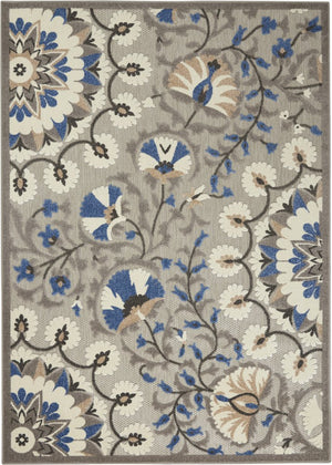 5' X 7' Blue And Gray Indoor Outdoor Area Rug