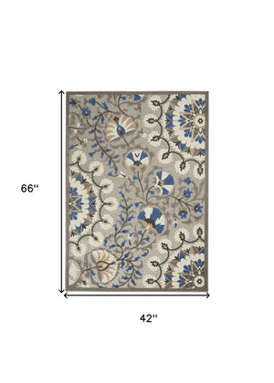 5' X 7' Blue And Gray Indoor Outdoor Area Rug