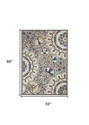 3' X 4' Blue And Gray Indoor Outdoor Area Rug