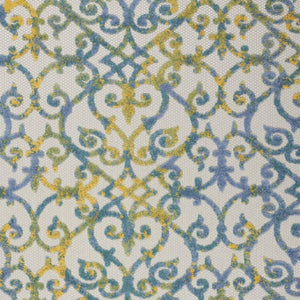 6' X 9' Ivory And Blue Indoor Outdoor Area Rug