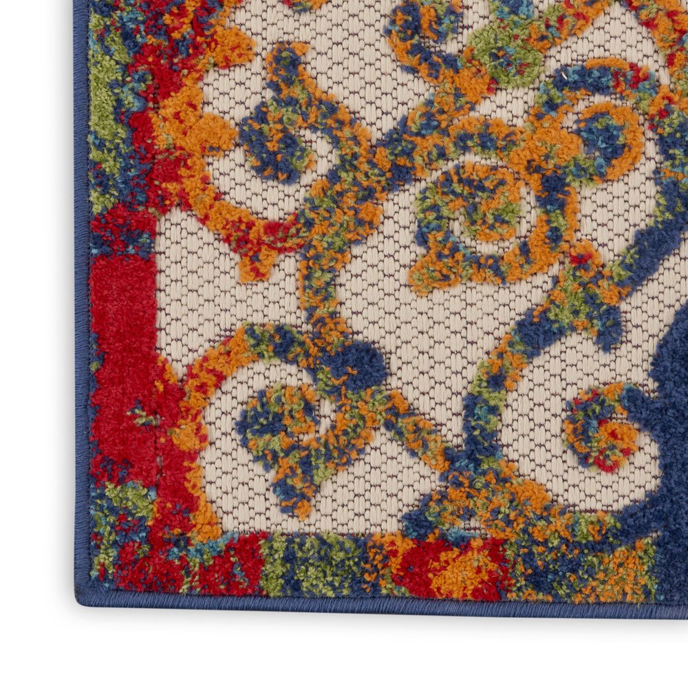 10' Ivory And Blue Indoor Outdoor Area Rug