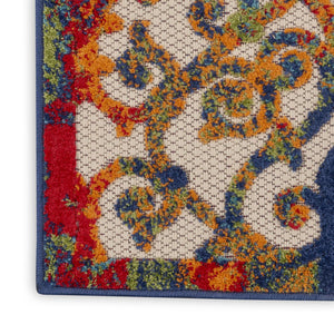 10' Ivory And Blue Indoor Outdoor Area Rug