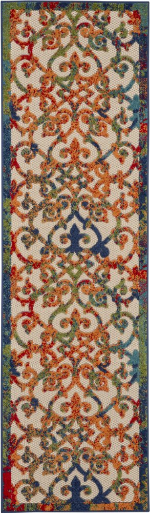 10' Ivory And Blue Indoor Outdoor Area Rug