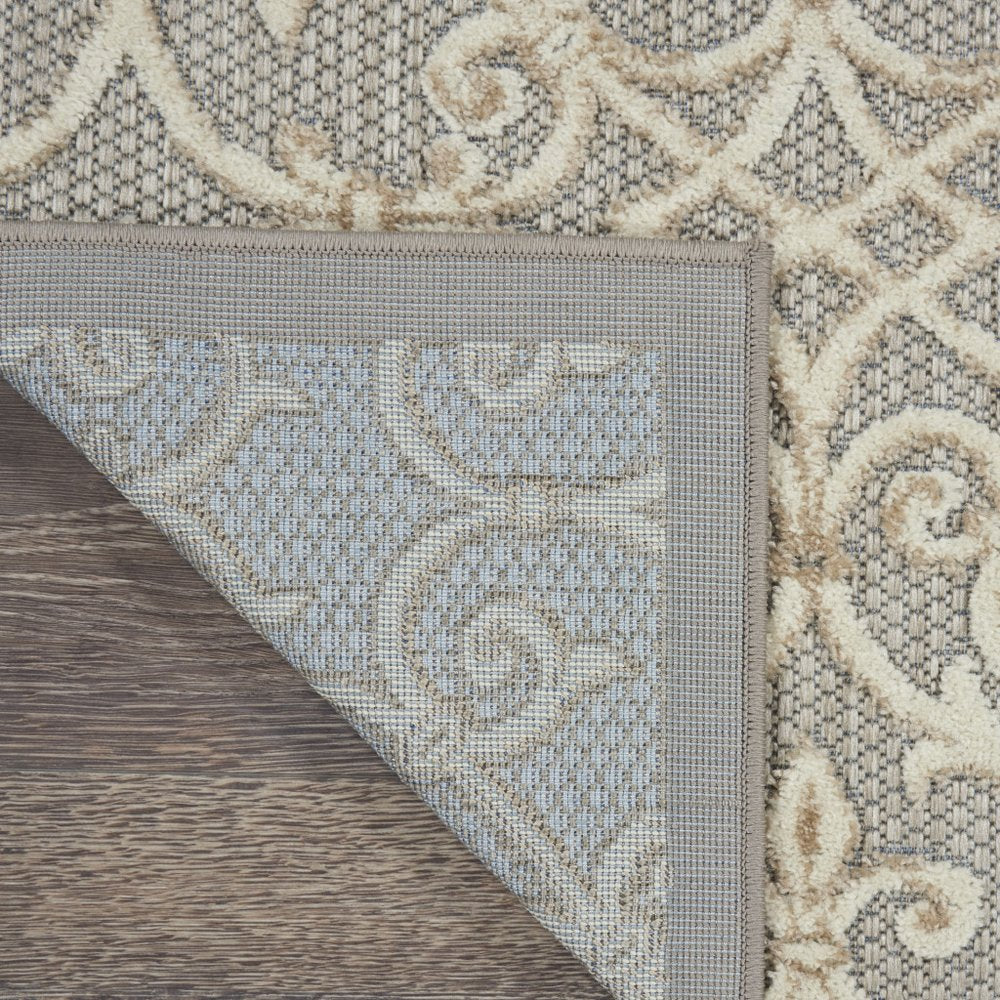 8' Gray And Ivory Indoor Outdoor Area Rug