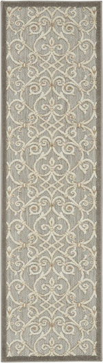 8' Gray And Ivory Indoor Outdoor Area Rug