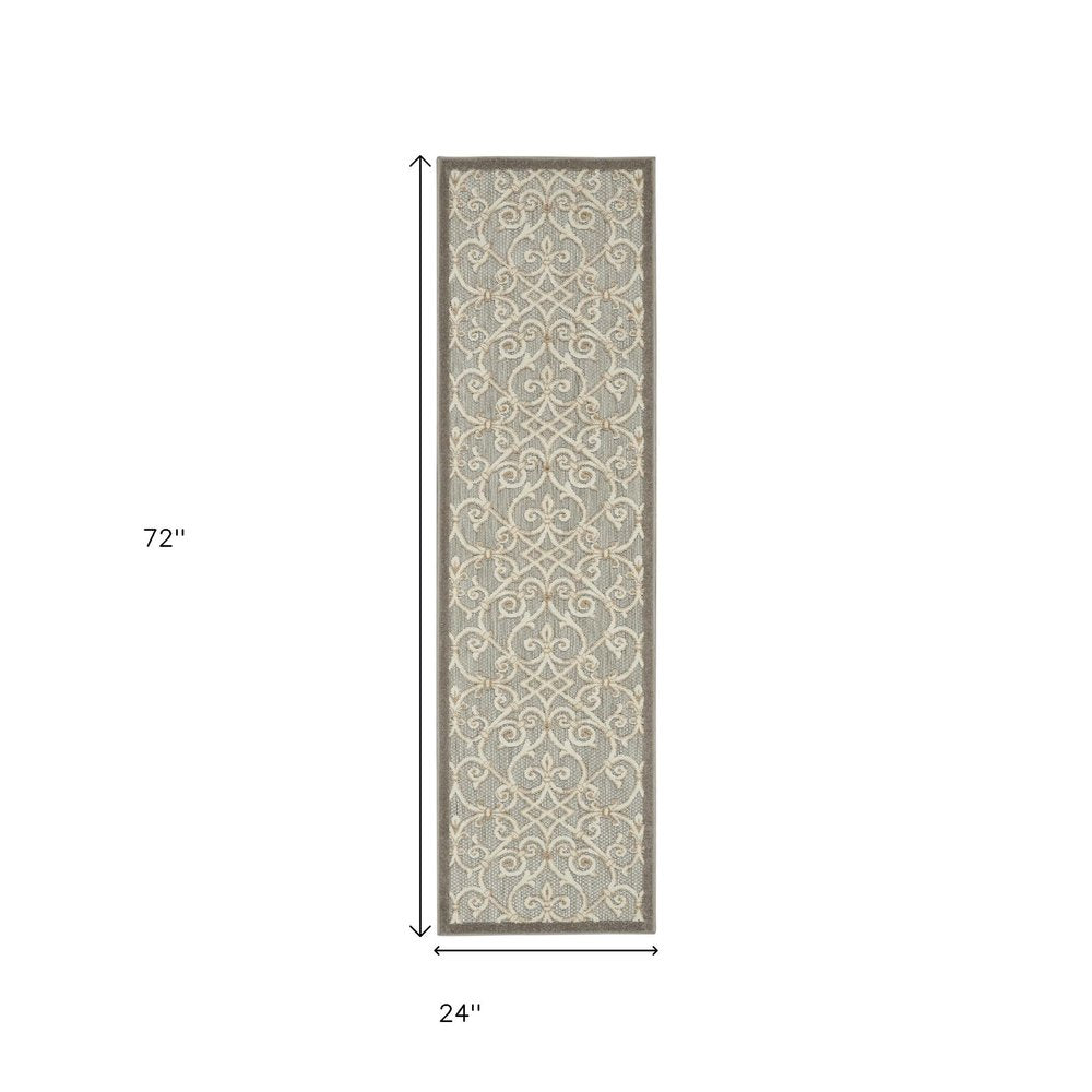 6' Gray And Ivory Indoor Outdoor Area Rug