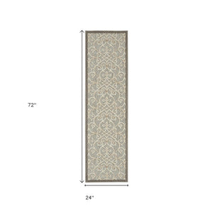 6' Gray And Ivory Indoor Outdoor Area Rug
