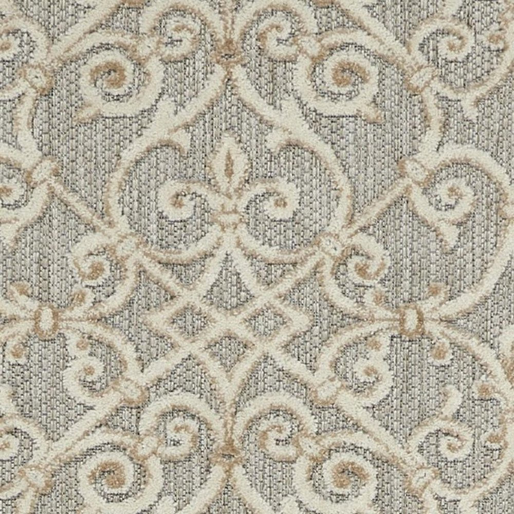 8' Gray And Ivory Indoor Outdoor Area Rug