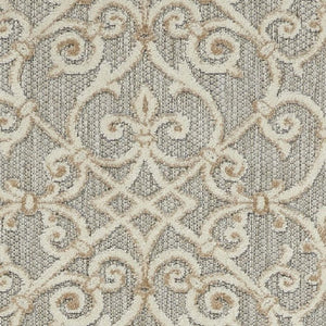 8' Gray And Ivory Indoor Outdoor Area Rug