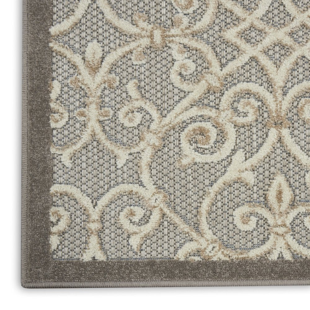 6' Gray And Ivory Indoor Outdoor Area Rug