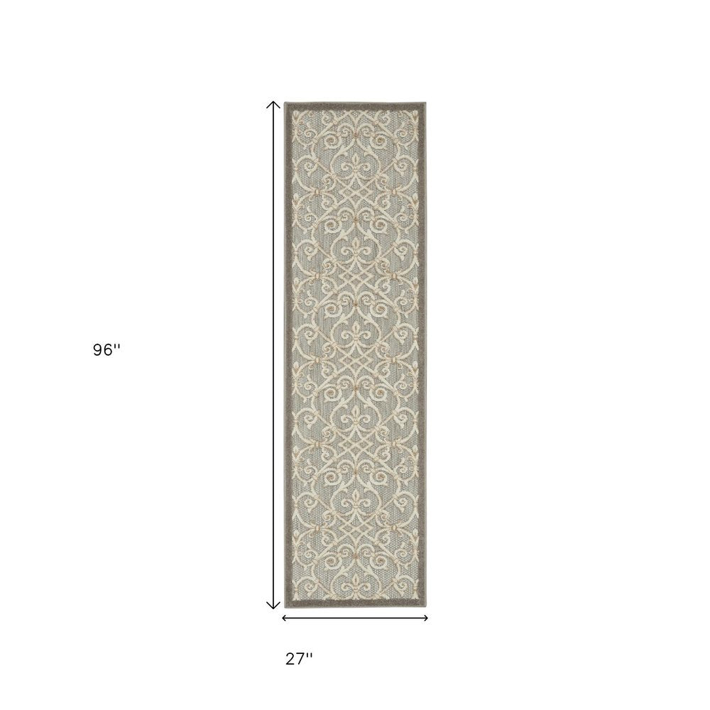 6' Gray And Ivory Indoor Outdoor Area Rug