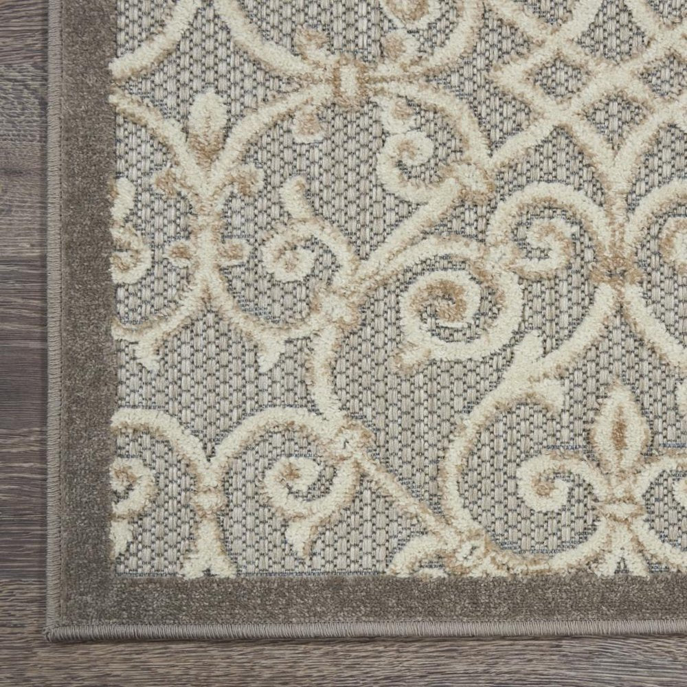 5' X 8' Gray And Ivory Indoor Outdoor Area Rug