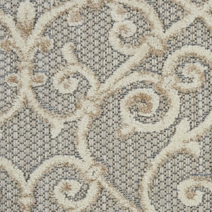 5' X 8' Gray And Ivory Indoor Outdoor Area Rug