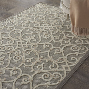 5' X 8' Gray And Ivory Indoor Outdoor Area Rug