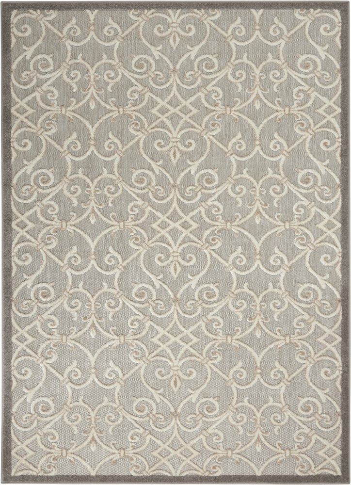 5' X 8' Gray And Ivory Indoor Outdoor Area Rug