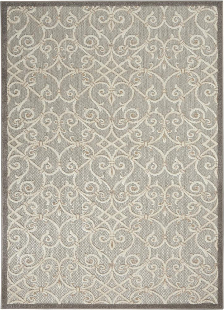 5' X 8' Gray And Ivory Indoor Outdoor Area Rug