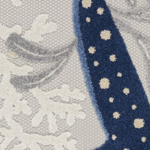 4' Blue And Gray Round Indoor Outdoor Area Rug