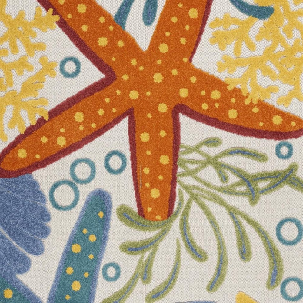 7' X 10' Yellow And Ivory Indoor Outdoor Area Rug