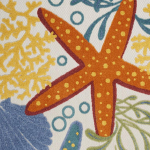 7' X 10' Yellow And Ivory Indoor Outdoor Area Rug