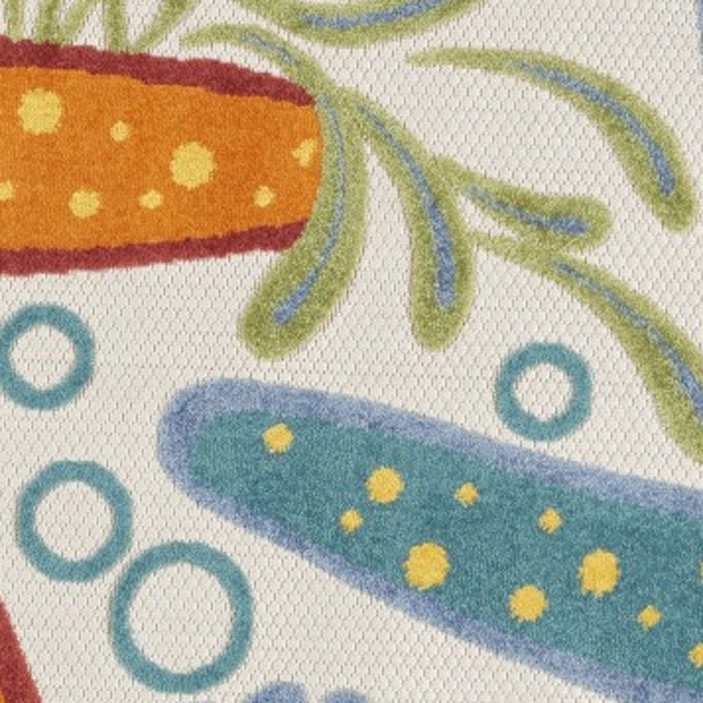 5' Yellow And Ivory Round Indoor Outdoor Area Rug